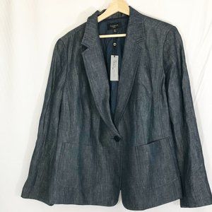 Talbots Denim Chambray Grace Fit Linen Blazer 20W